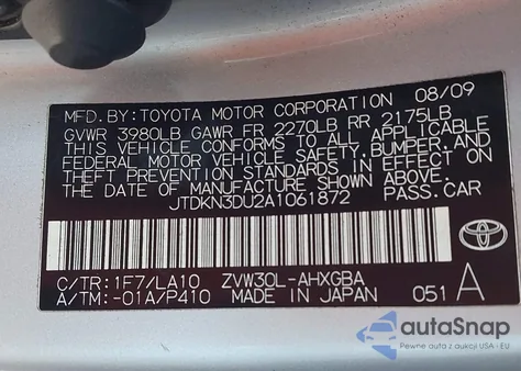 2010 Toyota Prius Iv from USA, damaged, VIN JTDKN3DU2A1061872